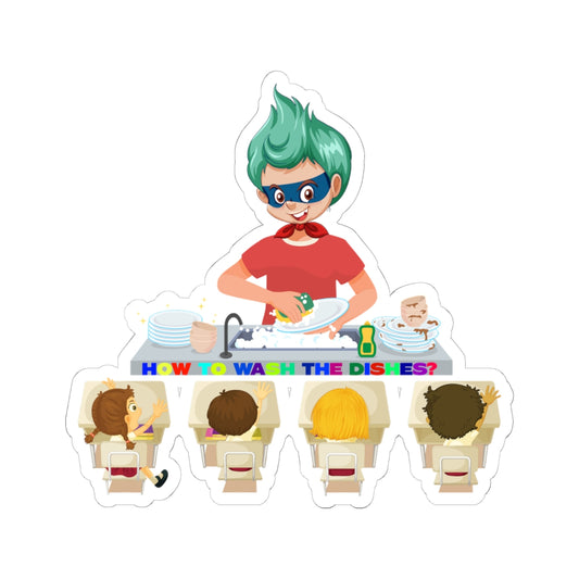 Kiss-Cut Stickers - Little kiddo teaching to wash dishes - [[{"value":"Wonderwear Kid"}]]