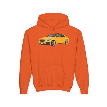 Youth Heavy Blend Hooded Sweatshirt - Yellow car Printify