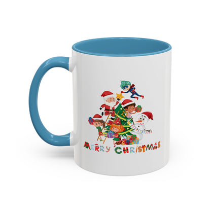 Accent Coffee Mug - Super kiddo making christmas tree with text - [[{"value":"Wonderwear Kid"}]]