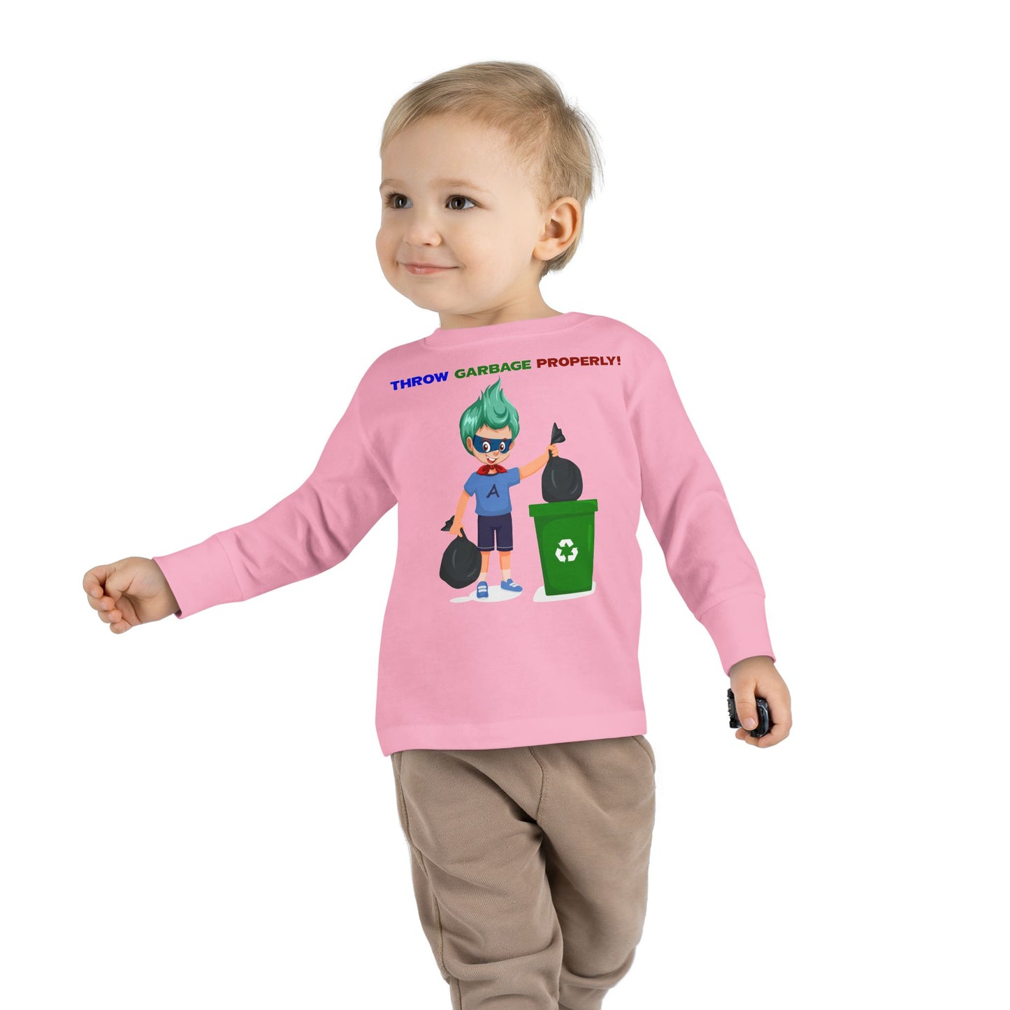 Toddler Long Sleeve Tee - Super kiddo taking trash out - [[{"value":"Wonderwear Kid"}]]