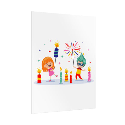 Rolled Posters - Super kiddo lighting fireworks - [[{"value":"Wonderwear Kid"}]]