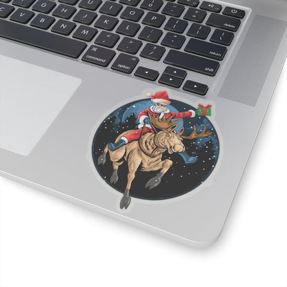 Kiss-Cut Stickers - Super kiddo riding a reindeer - [[{"value":"Wonderwear Kid"}]]
