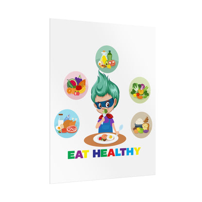 Rolled Posters - Supper kiddo showing healthy food to eat - [[{"value":"Wonderwear Kid"}]]