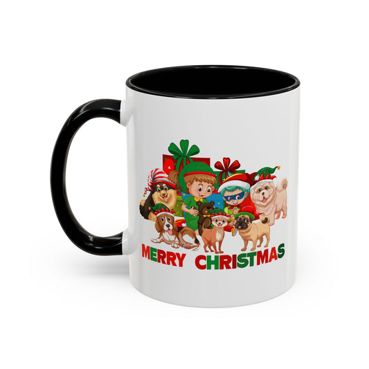 Accent Coffee Mug - Christmas with super kiddo pet friends with text