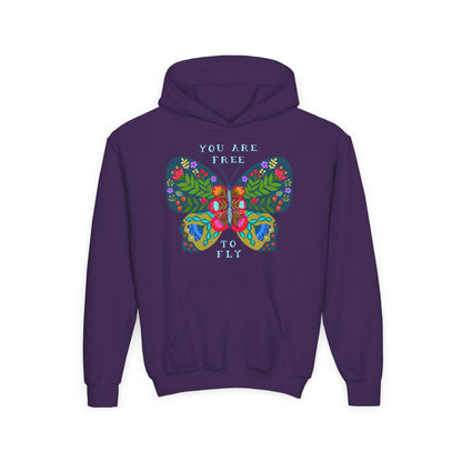 Youth Heavy Blend Hooded Sweatshirt - You are free to fly Printify