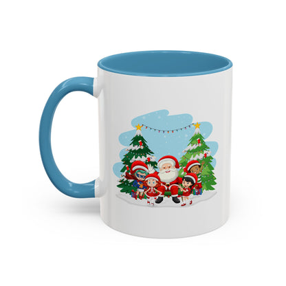 Accent Coffee Mug - Super kiddo with santa claus - [[{"value":"Wonderwear Kid"}]]