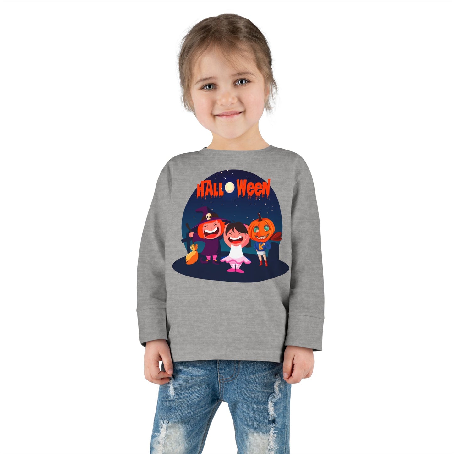 Toddler Long Sleeve Tee - Super kiddo wearing pumpkin - [[{"value":"Wonderwear Kid"}]]