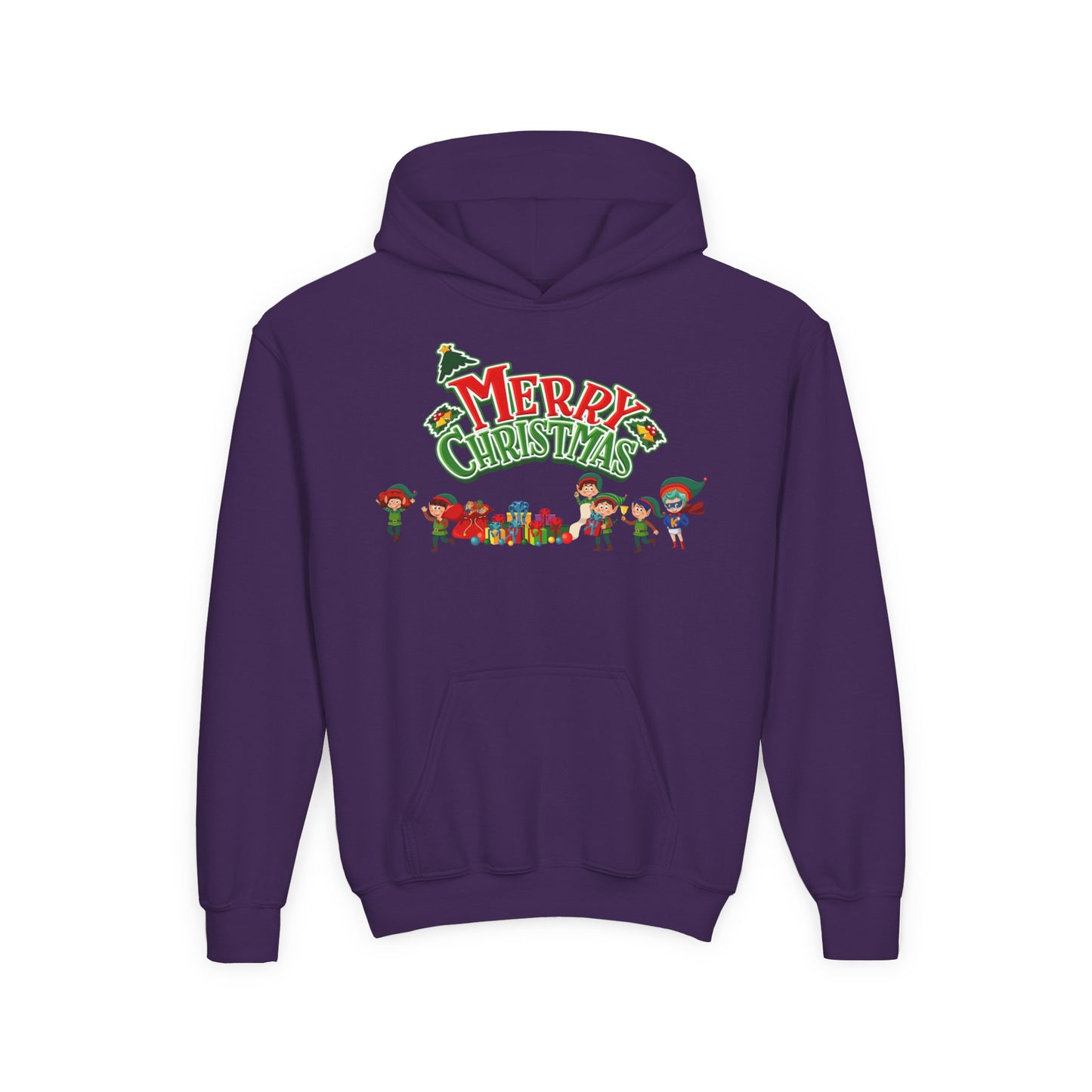 Youth Heavy Blend Hooded Sweatshirt - Merry christmas from super friends