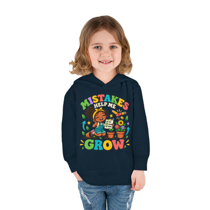 Toddler Hoodie — "Mistakes Help Me Grow" Cute Plant Pot Positive Growth Pullover