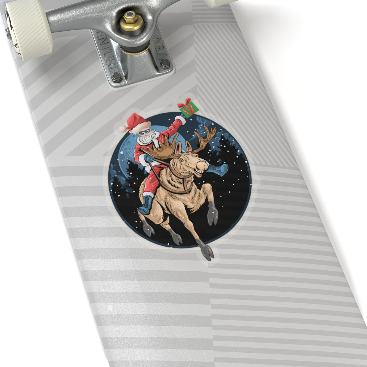 Kiss-Cut Stickers - Super kiddo riding a reindeer - [[{"value":"Wonderwear Kid"}]]
