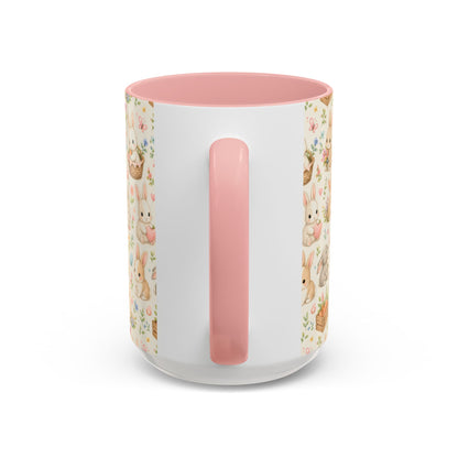 Accent Coffee Mug  (11/15 oz) - Pastel Bunny Garden Easter