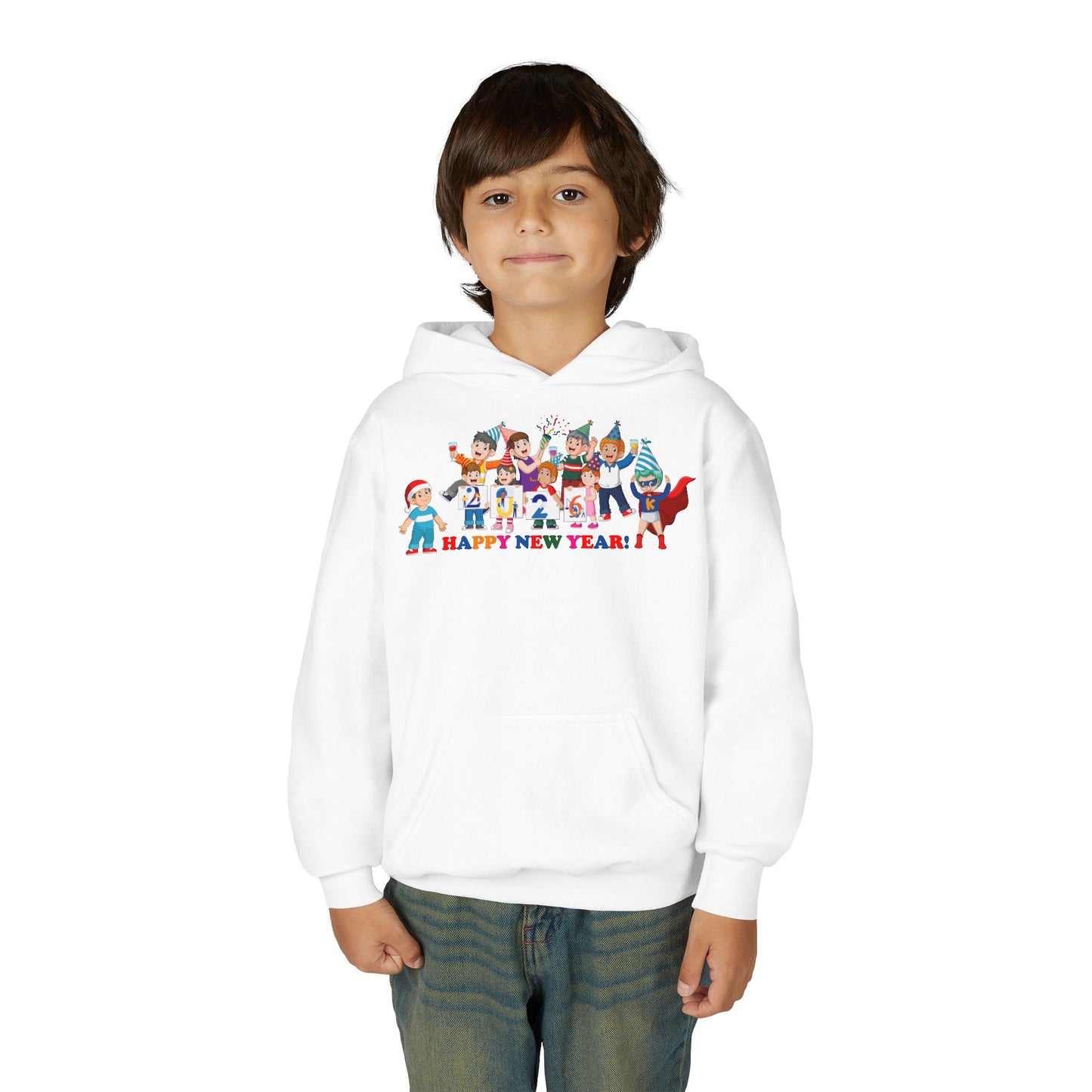 Youth Heavy Blend Hooded Sweatshirt - Happy new year from super kiddo