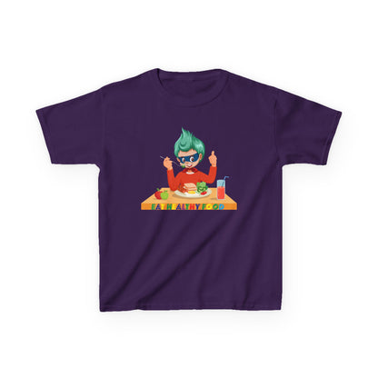 Kids Heavy Cotton™ Tee - Super kiddo eating healthy breafast - [[{"value":"Wonderwear Kid"}]]