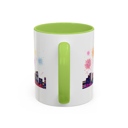 Accent Coffee Mug - Super kiddo with fireworks with text - [[{"value":"Wonderwear Kid"}]]