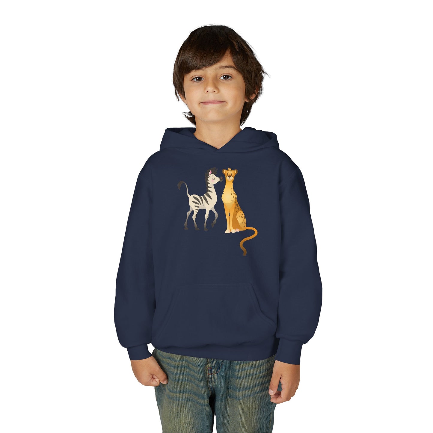 Youth Heavy Blend Hooded Sweatshirt - The zebra and tiger