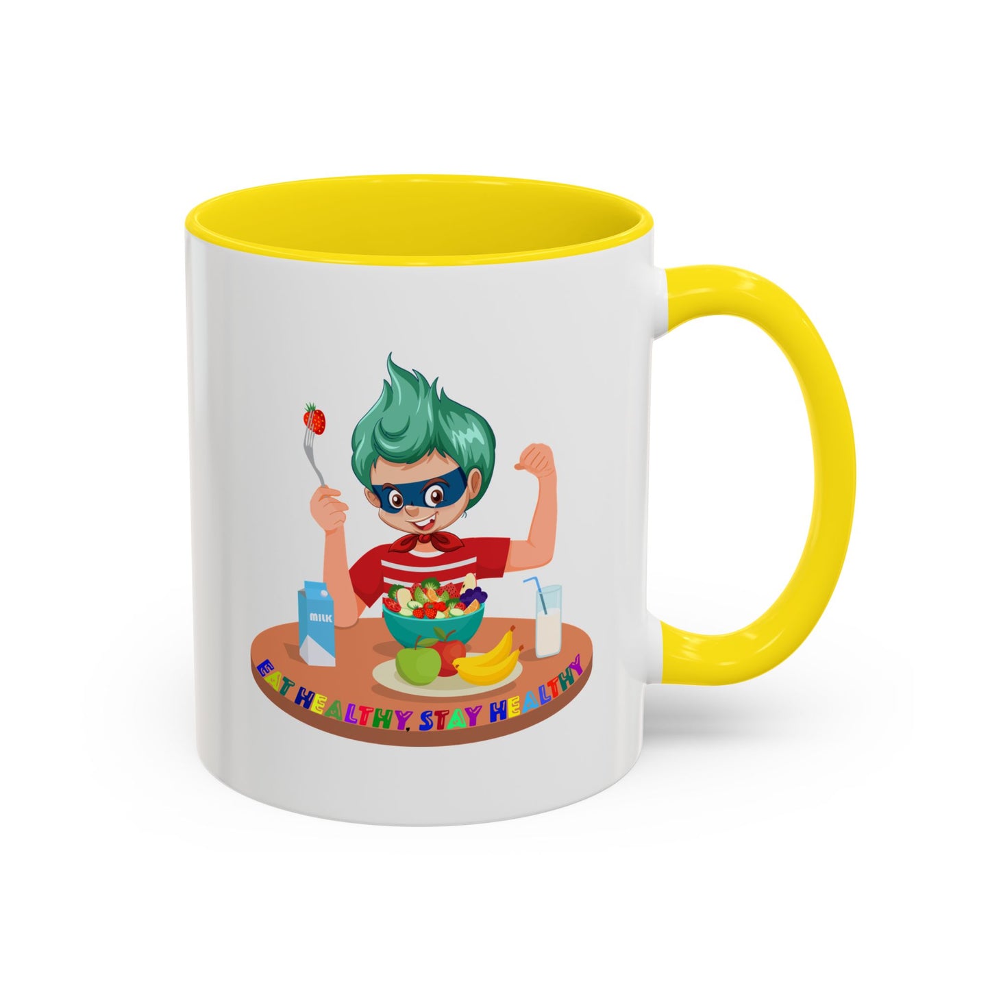 Accent Coffee Mug - super kiddo eating healthy food