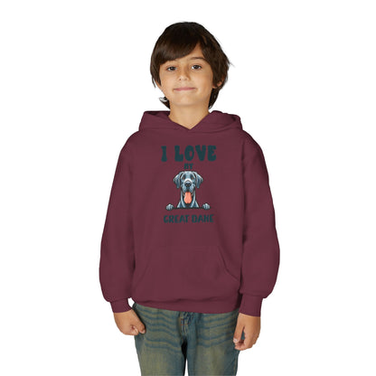 Youth Heavy Blend Hooded Sweatshirt - I love my Great Dane Printify