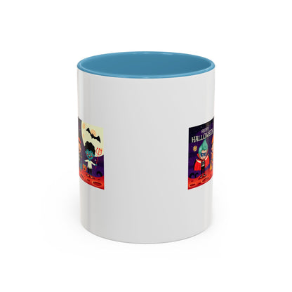 Accent Coffee Mug - Super kiddo with friends on holloween - [[{"value":"Wonderwear Kid"}]]