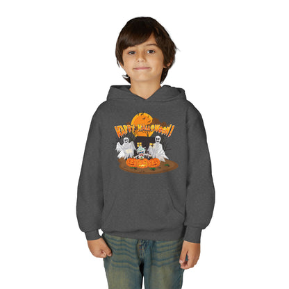 Youth Heavy Blend Hooded Sweatshirt - Super kiddo with ghost - [[{"value":"Wonderwear Kid"}]]