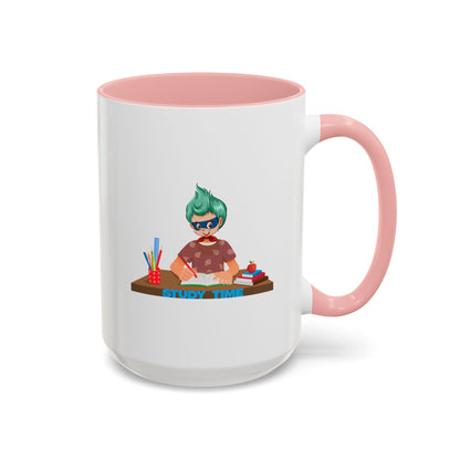 Accent Coffee Mug - Super kiddo studying - [[{"value":"Wonderwear Kid"}]]