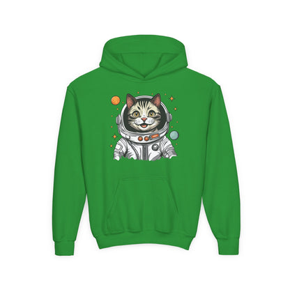 Youth Heavy Blend Hooded Sweatshirt - Astronaut cat Printify