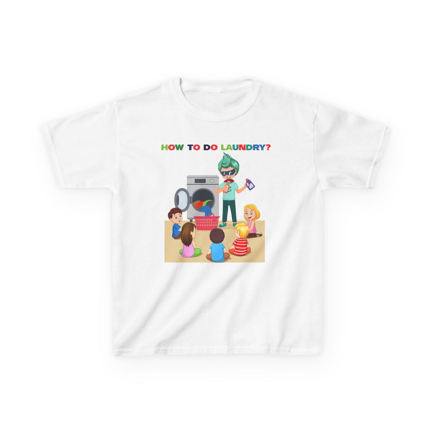 Kids Heavy Cotton™ Tee - super kiddo teaching laundry - [[{"value":"Wonderwear Kid"}]]