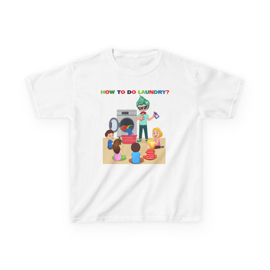 Kids Heavy Cotton™ Tee - super kiddo teaching laundry - [[{"value":"Wonderwear Kid"}]]