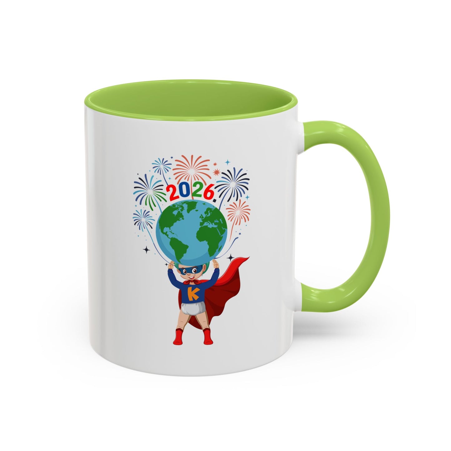 Accent Coffee Mug - Super kiddo holding globe