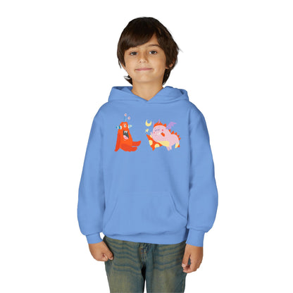 Youth Heavy Blend Hooded Sweatshirt -  Orange monsters Printify