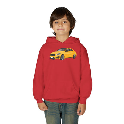 Youth Heavy Blend Hooded Sweatshirt - Yellow car Printify