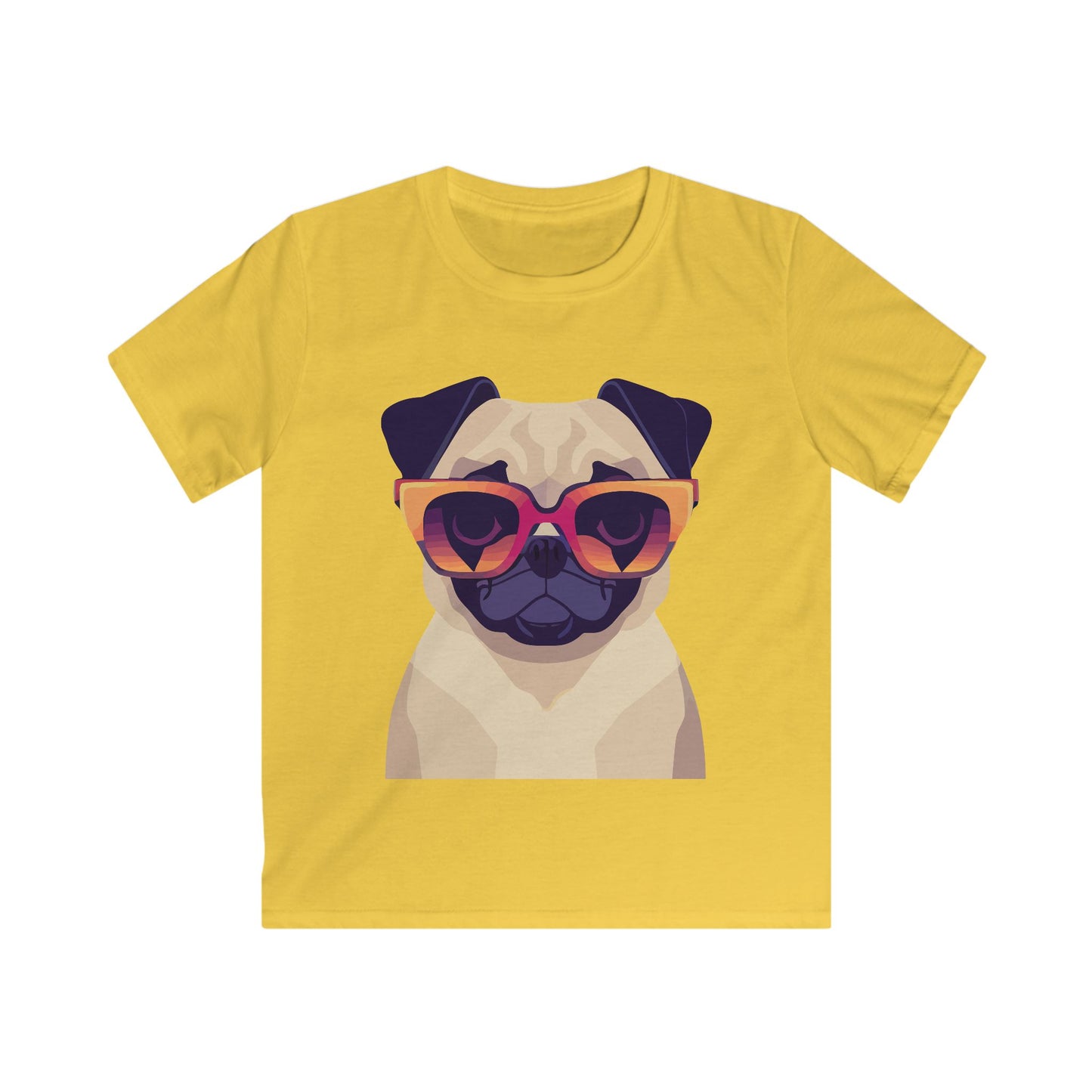 Kids Heavy Cotton Tee - Pug wearing sunglasses