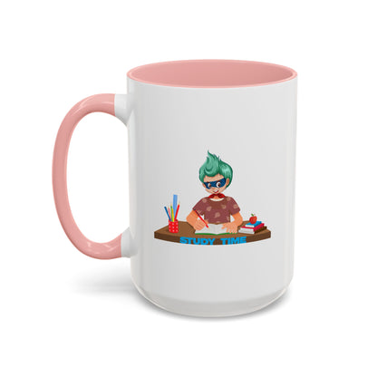 Accent Coffee Mug - Super kiddo studying - [[{"value":"Wonderwear Kid"}]]
