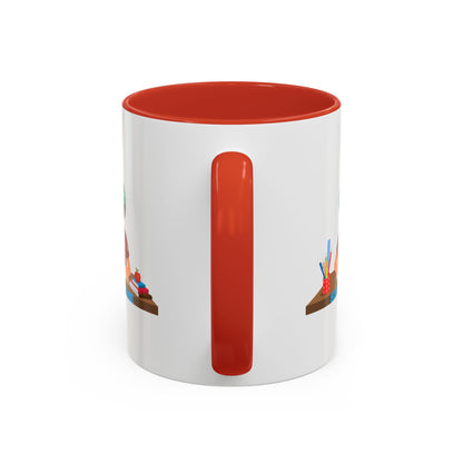 Accent Coffee Mug - Super kiddo studying - [[{"value":"Wonderwear Kid"}]]