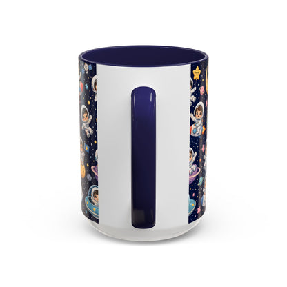 Accent Coffee Mug  (11/15 oz) - Kawaii Astronauts in a Starry Space Adventure
