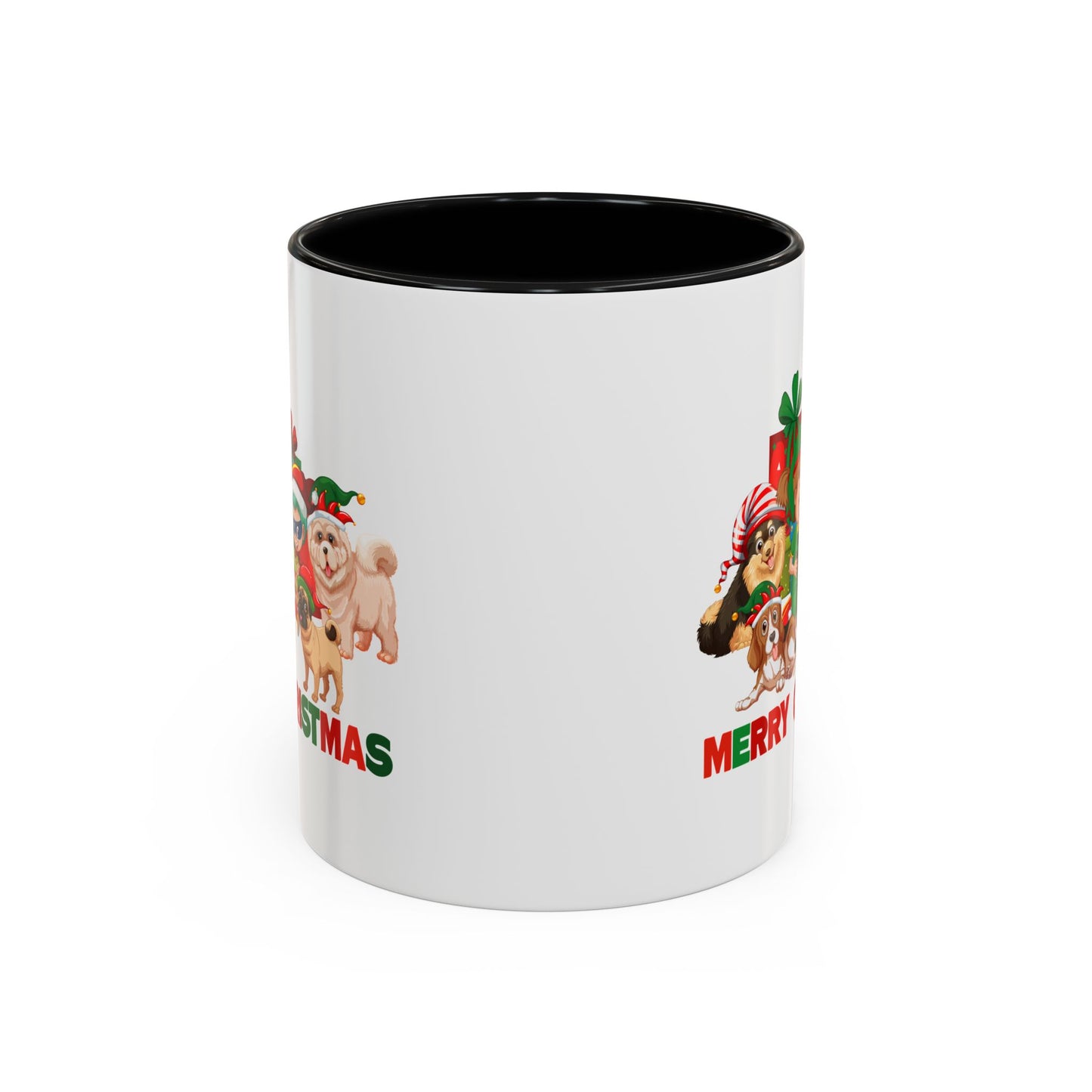 Accent Coffee Mug - Christmas with super kiddo pet friends with text