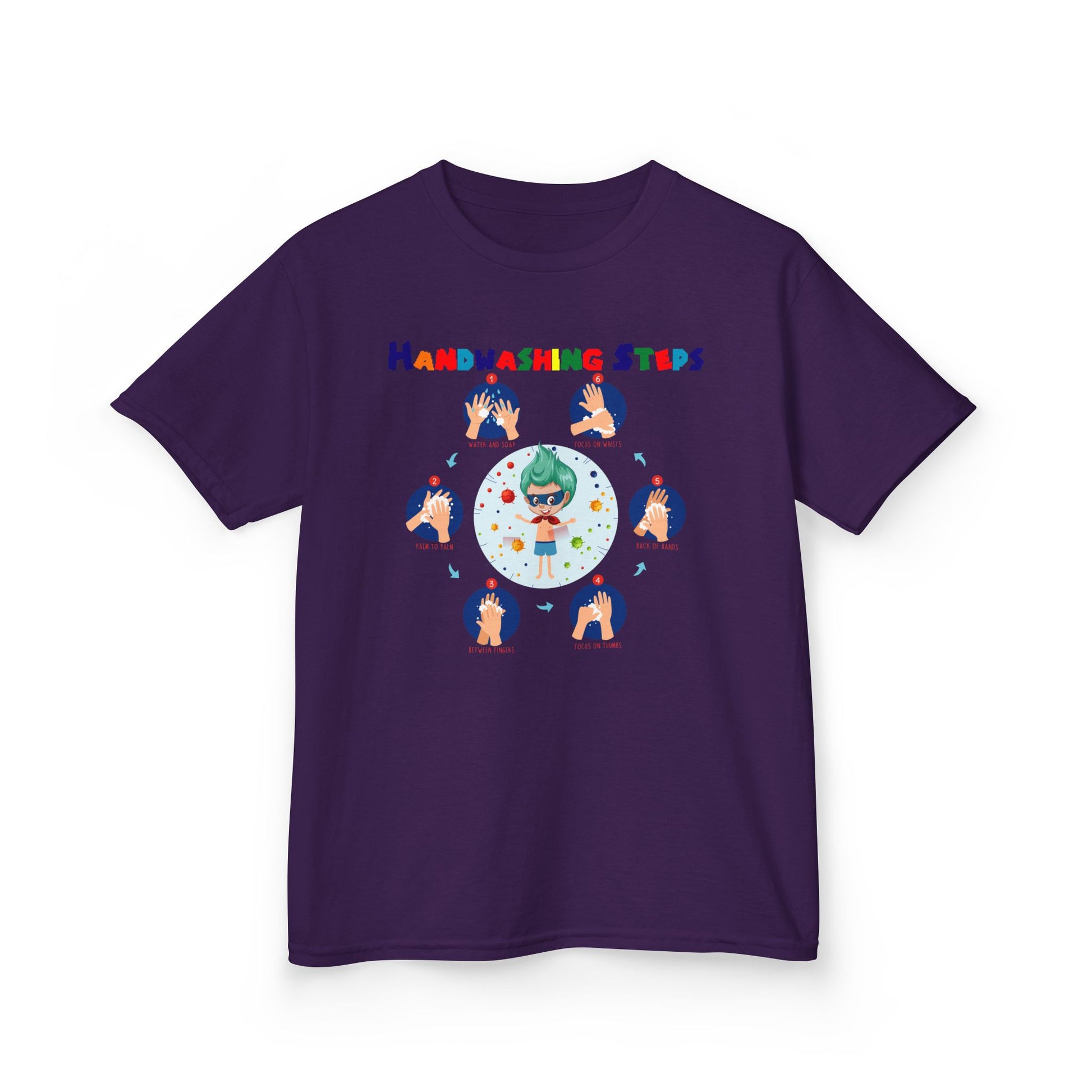 Kids Heavy Cotton™ Tee - Super kiddo how to wash hand properly - [[{"value":"Wonderwear Kid"}]]