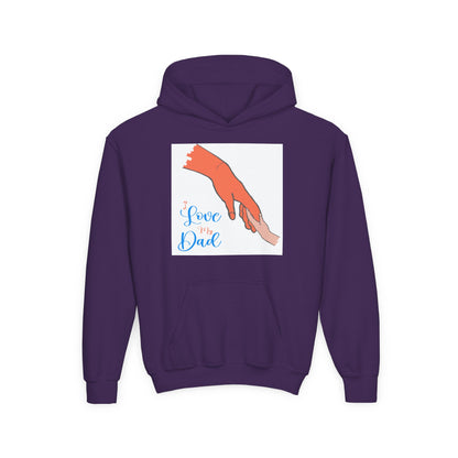 Youth Heavy Blend Hooded Sweatshirt -  Child and dad holding hands Printify