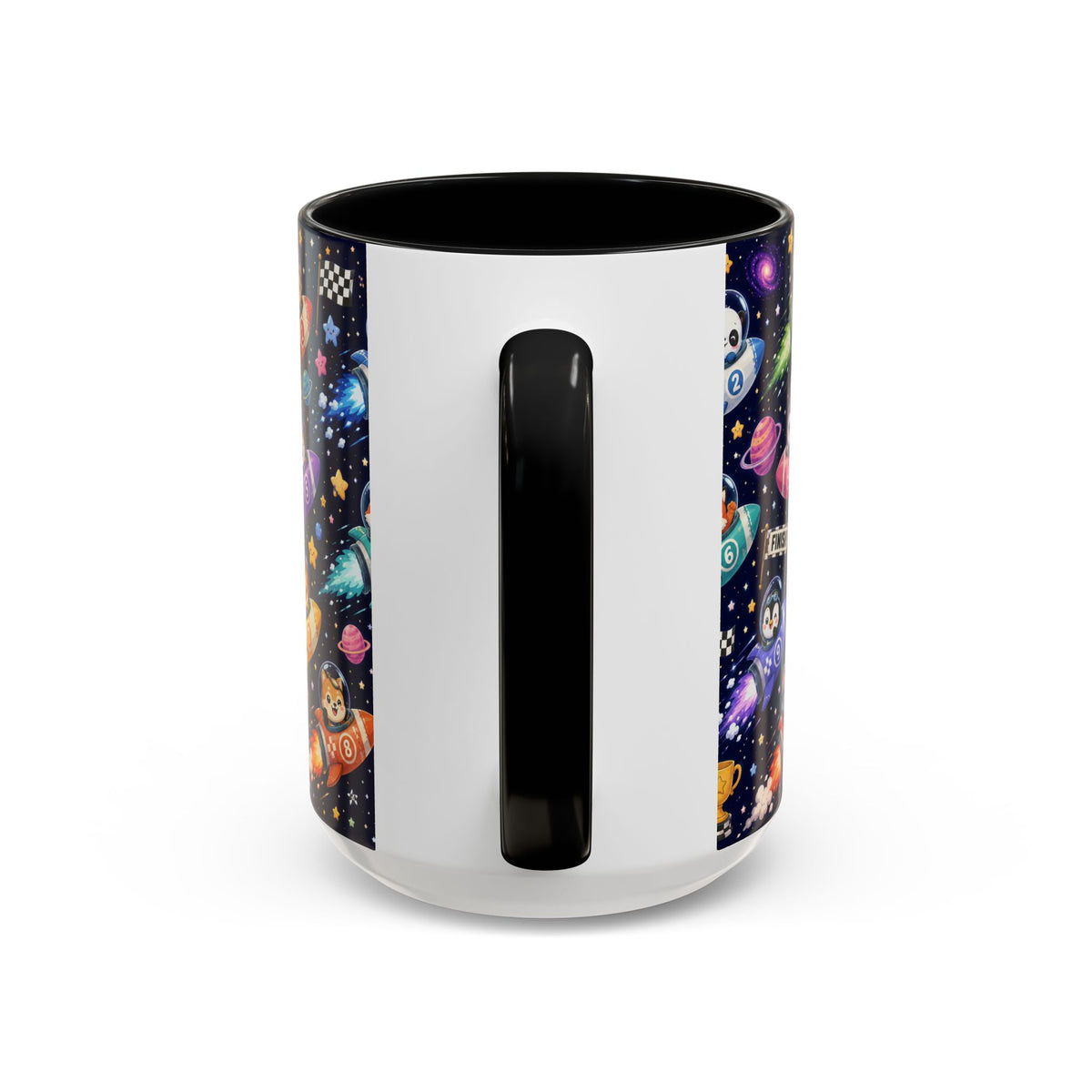 Accent Coffee Mug (11/15 oz) - Kawaii Cosmic Animal Rocket Race