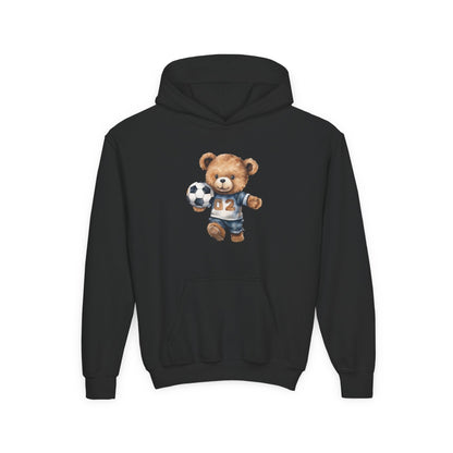 Kids Soccer Bear Hoodie Printify