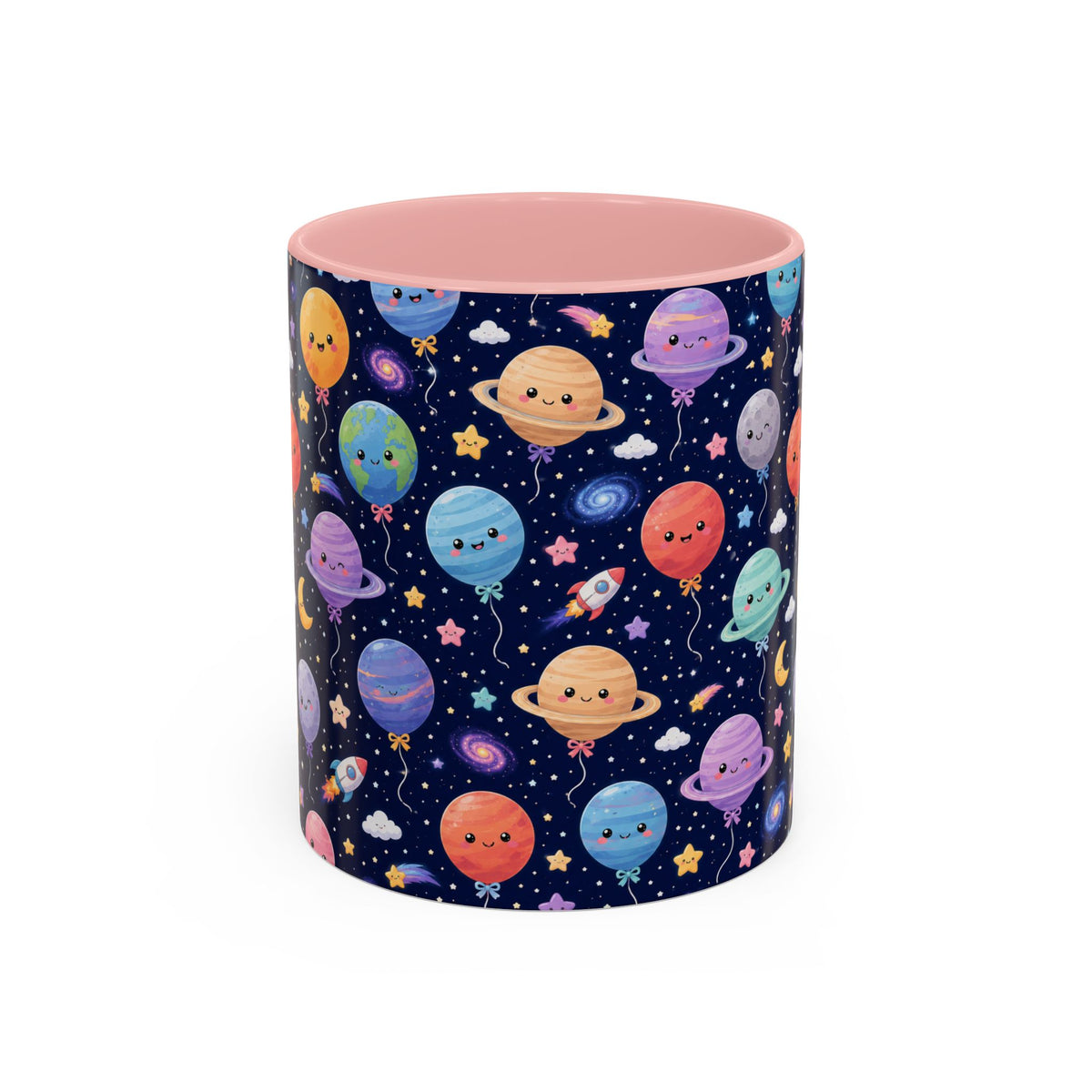 Accent Coffee Mug (11/15 oz) - Kawaii Space Balloon Planet