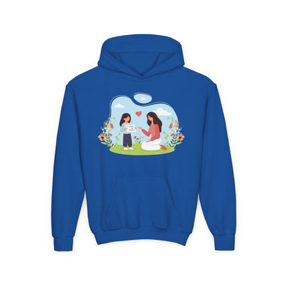 Youth Heavy Blend Hooded Sweatshirt -  Mother and daughter love Printify