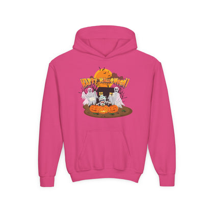 Youth Heavy Blend Hooded Sweatshirt - Super kiddo with ghost - [[{"value":"Wonderwear Kid"}]]