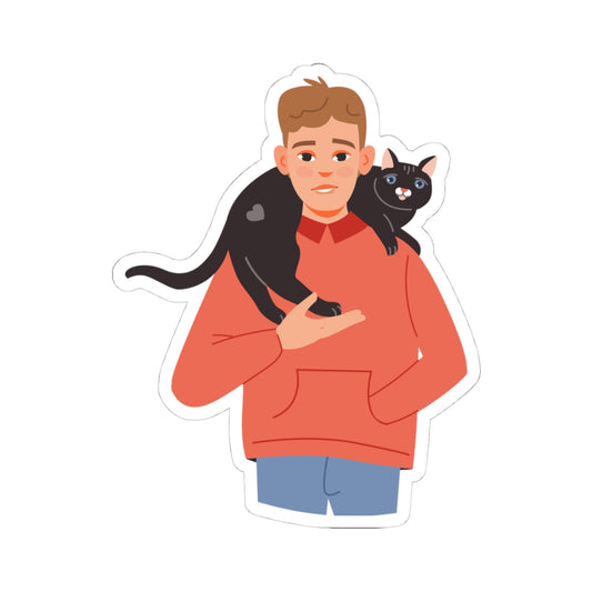 Kiss-Cut Stickers - Boy and his cat Printify