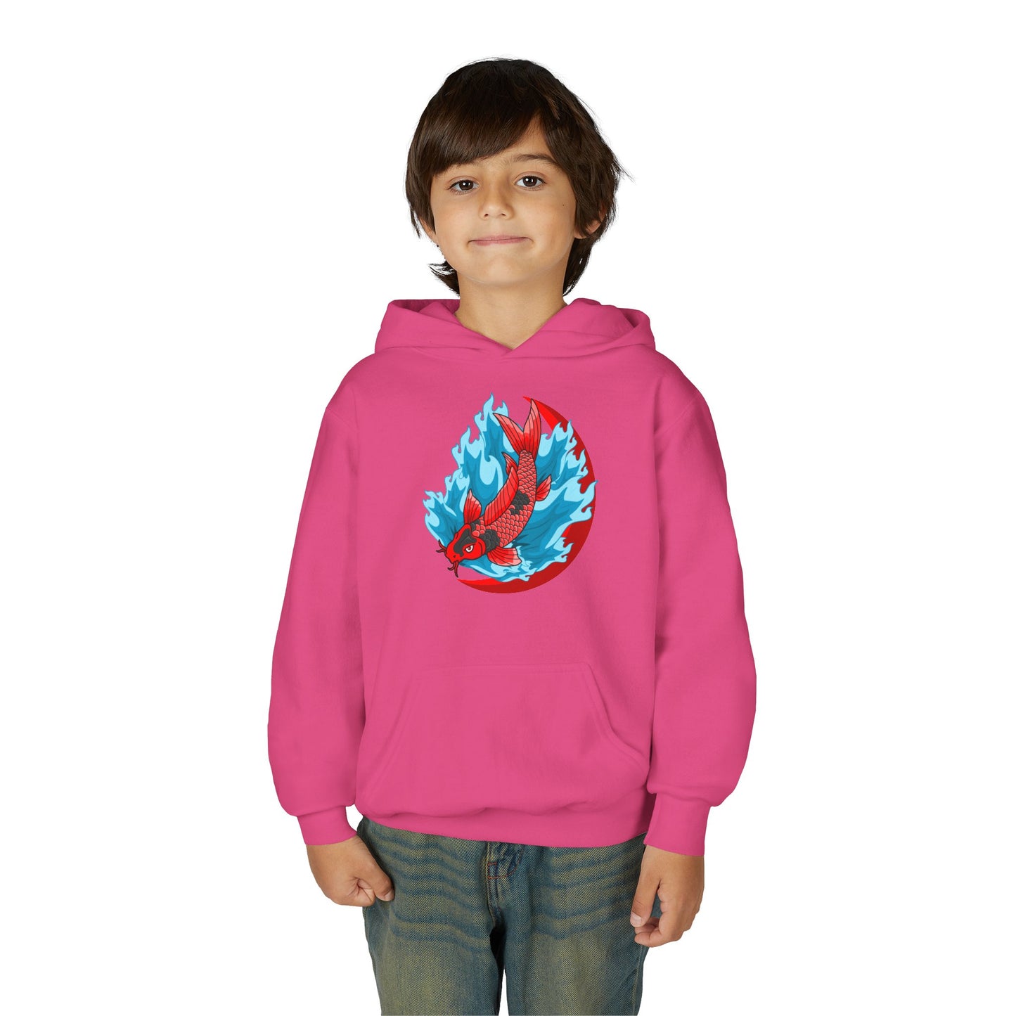 Youth Heavy Blend Hooded Sweatshirt - Red koi