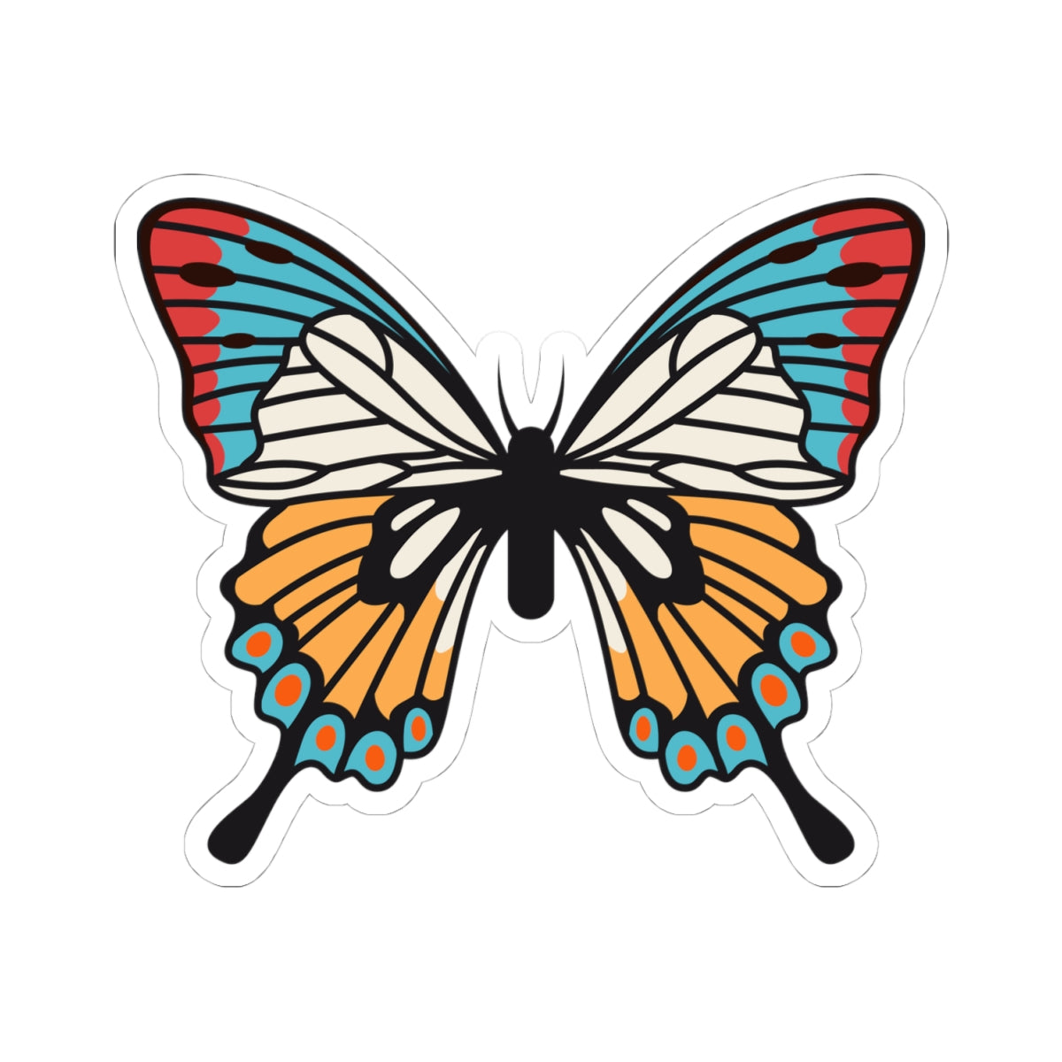 Kiss-Cut Stickers -Green - orange butterfly