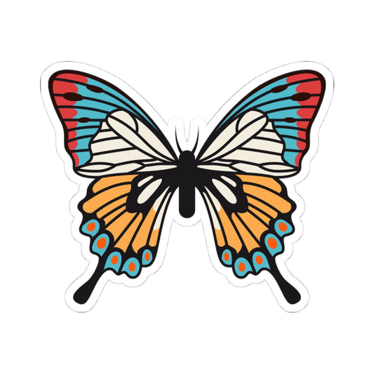 Kiss-Cut Stickers -Green - Orange Butterfly Printify
