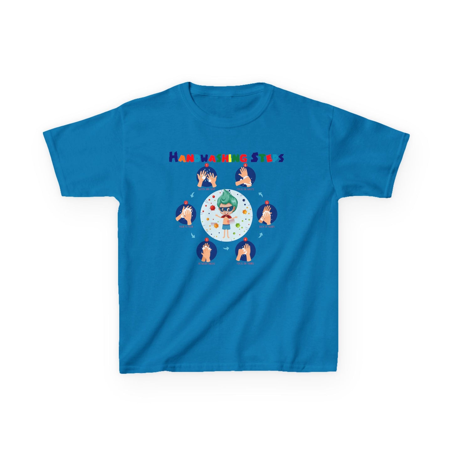 Kids Heavy Cotton™ Tee - Super kiddo how to wash hand properly - [[{"value":"Wonderwear Kid"}]]