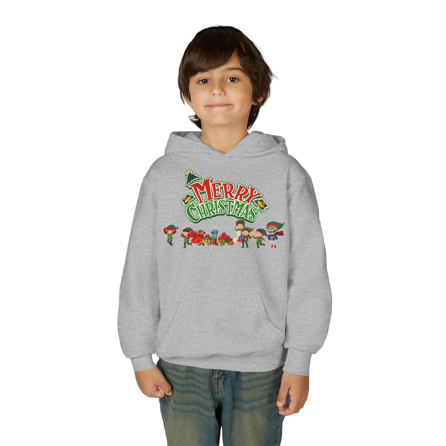 Youth Heavy Blend Hooded Sweatshirt - Merry christmas from super friends