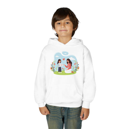 Youth Heavy Blend Hooded Sweatshirt -  Mother and daughter love Printify