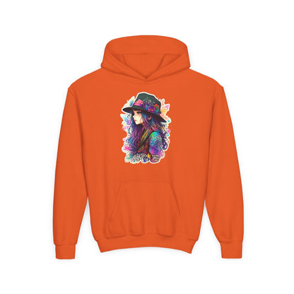 Youth Heavy Blend Hooded Sweatshirt - Beautiful Bohemian Floral Printify